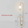 Nordic black metal led floor lamp with glass side table living room