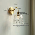 Nordic brass crystal glass led wall light bedroom pull chain sconce