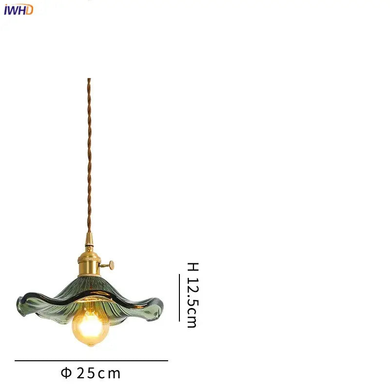 Nordic colorful wavy glass copper led pendant light for dining room