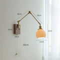 Nordic copper wall lamp with wood backplate for bedroom