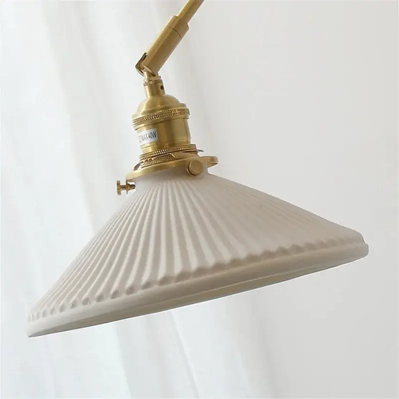 Nordic copper wall lamp with wood backplate for bedroom