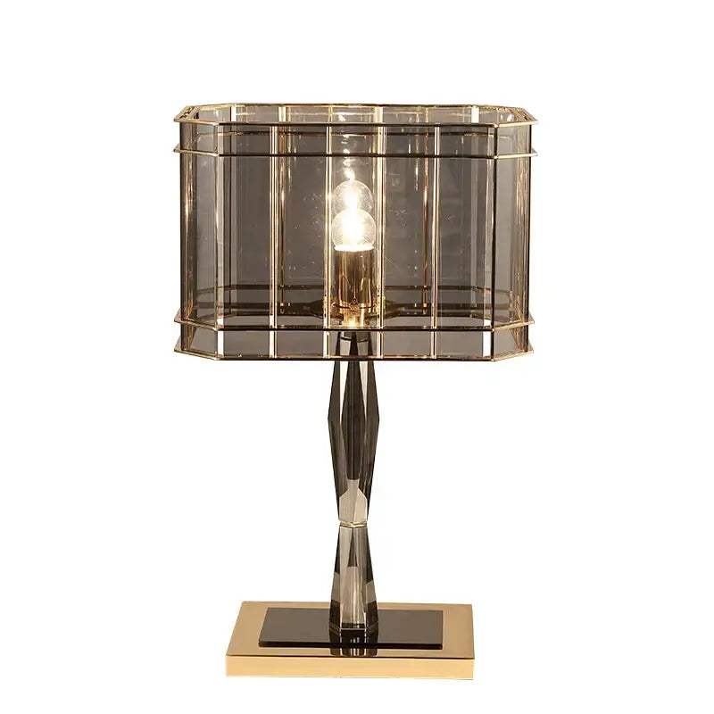 Nordic crystal table lamp for bedroom with brass accents