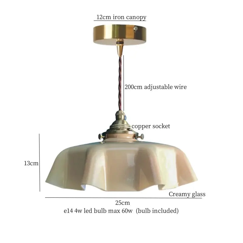 Nordic frosted glass led pendant lamp bedroom brass light