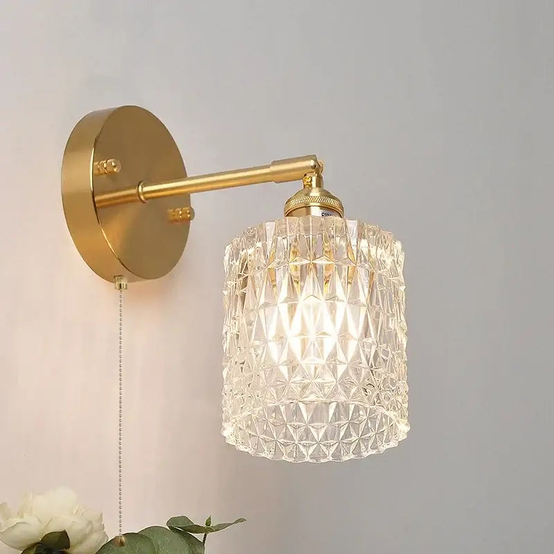 Nordic gold brass led wall sconce bedroom light with adjustable arm