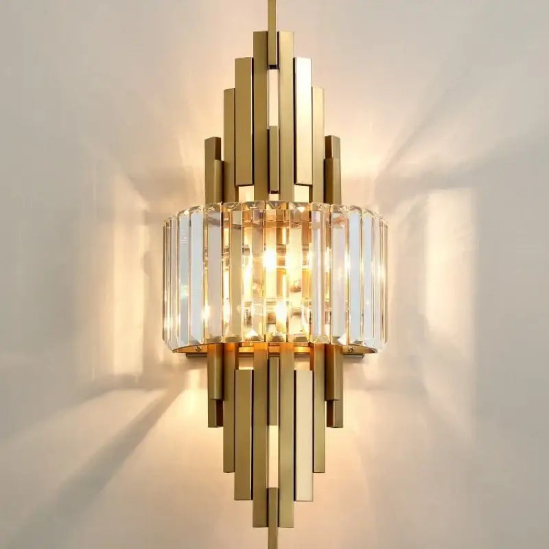 Nordic gold crystal wall sconce light living room decorbites crystal wall