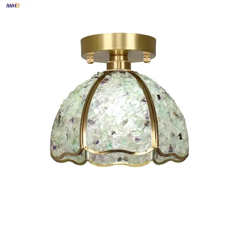 Nordic green & purple mosaic glass crystal ceiling light bedroom