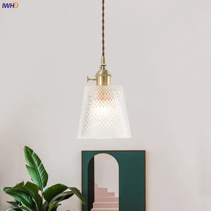 Nordic japan style textured glass pendant lights for dining room