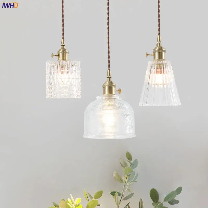 Nordic japan style textured glass pendant lights for dining room