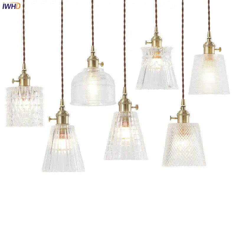 Nordic japan style textured glass pendant lights for dining room