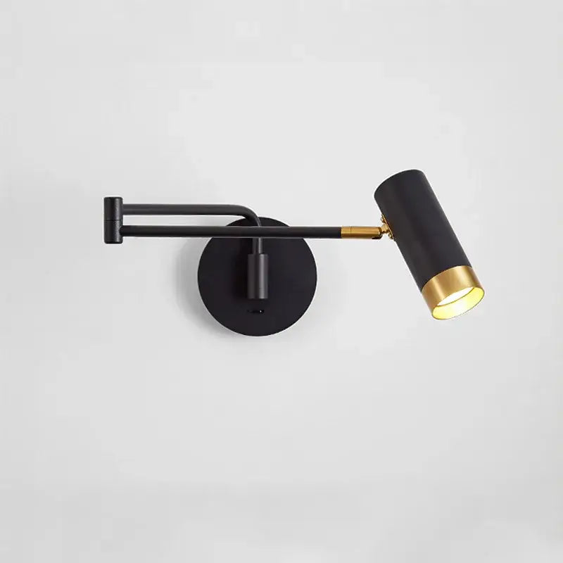 Nordic white & gold adjustable led swing arm wall light bedroom sconce