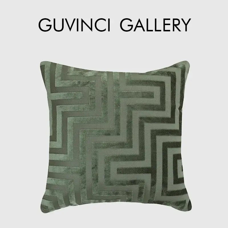 Olive and dark green geometric jacquard throw pillowcase living room
