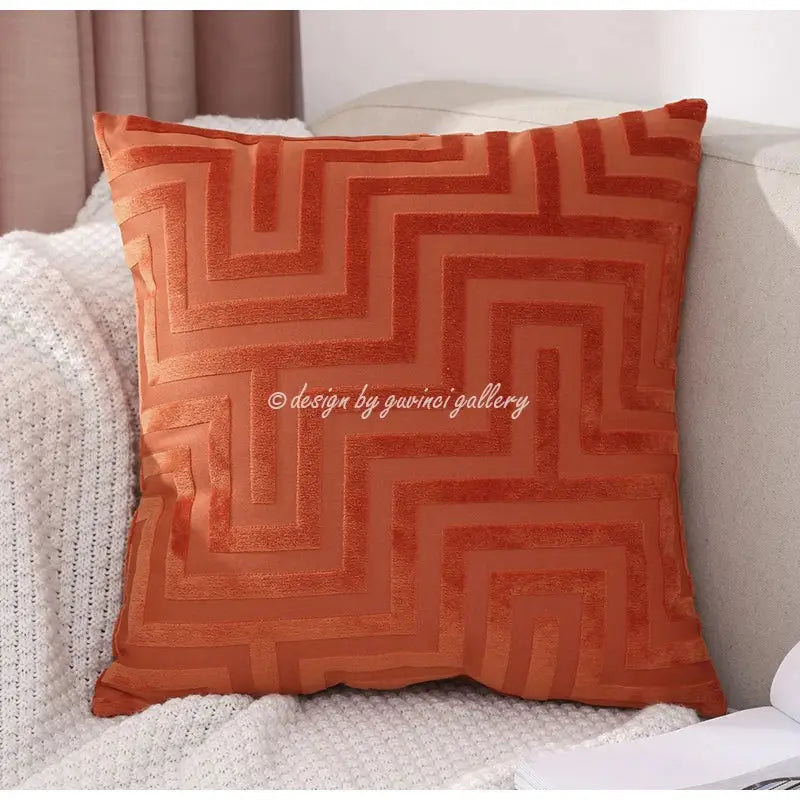 Olive and dark green geometric jacquard throw pillowcase living room