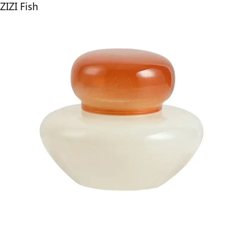 Orange & blue glass storage jar set kitchen candy pot