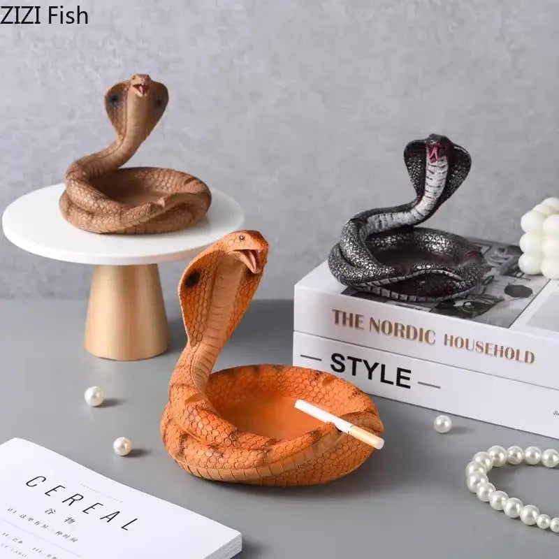 Orange cobra ashtray resin crafts office decor
