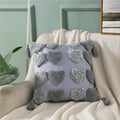 Orange & grey heart embroidery cushion cover living room tassels