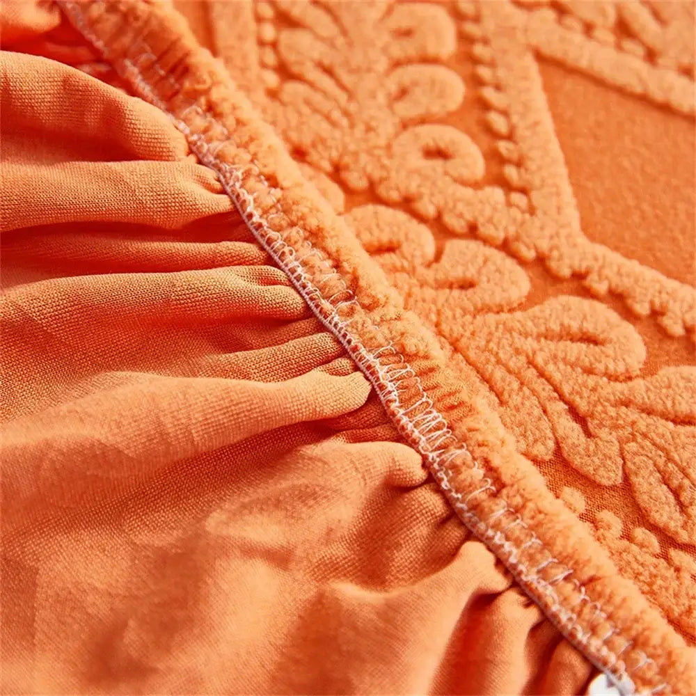 Orange & white jacquard velvet sofa seat covers living room protector