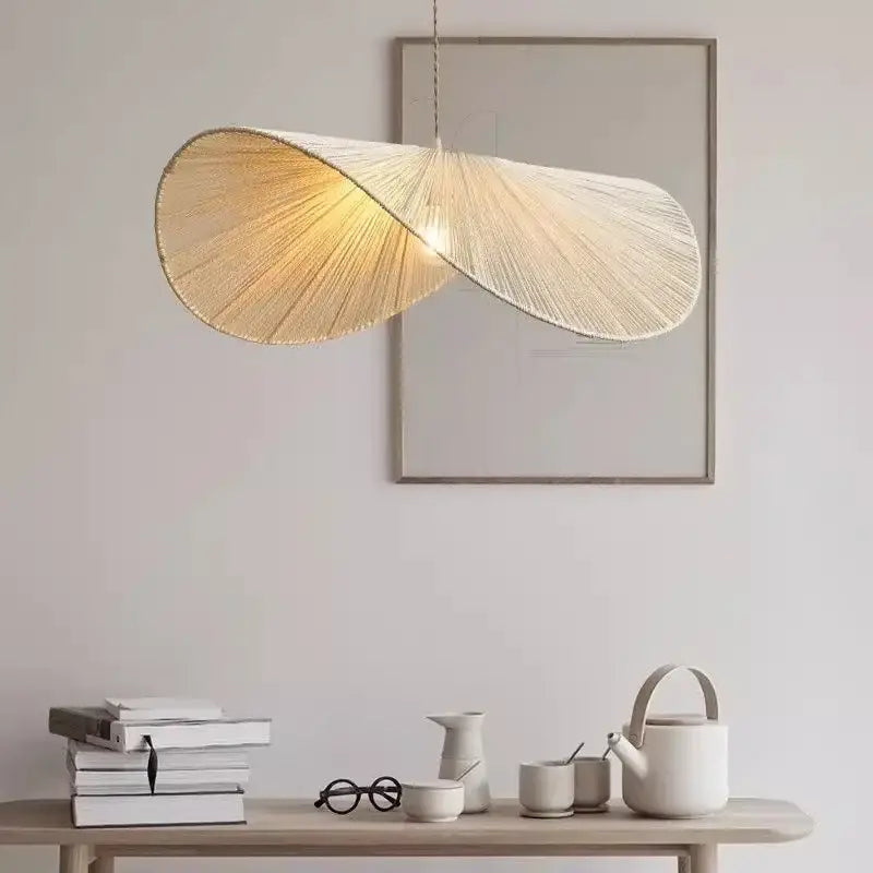 Organic golden brown handmade rattan led pendant light dining room