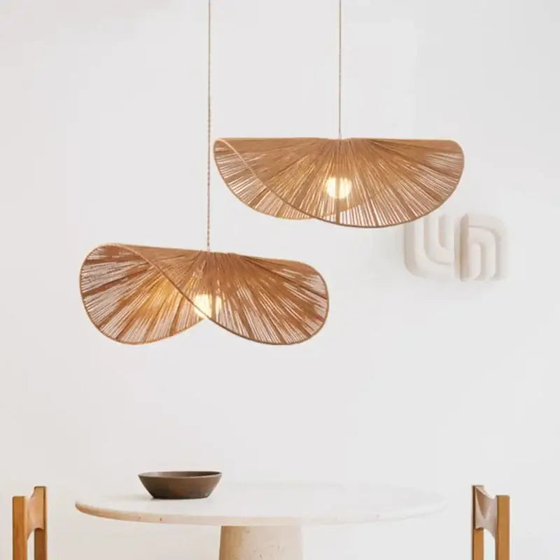 Organic golden brown handmade rattan led pendant light dining room