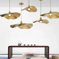 Organic golden iron lotus leaf pendant light for dining room
