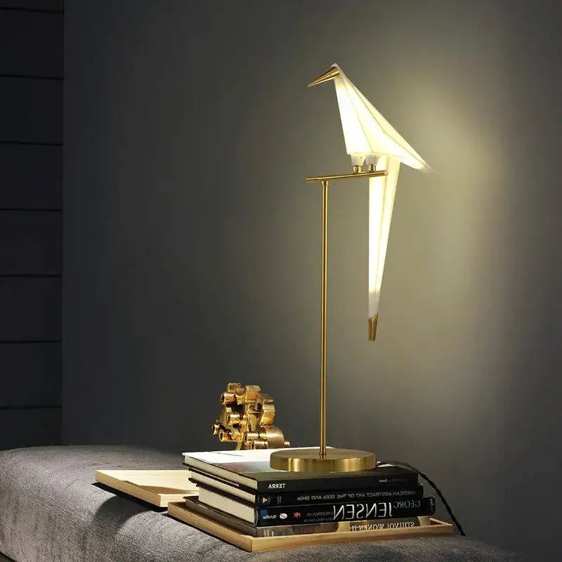 Origami gold bird led floor lamp for living room