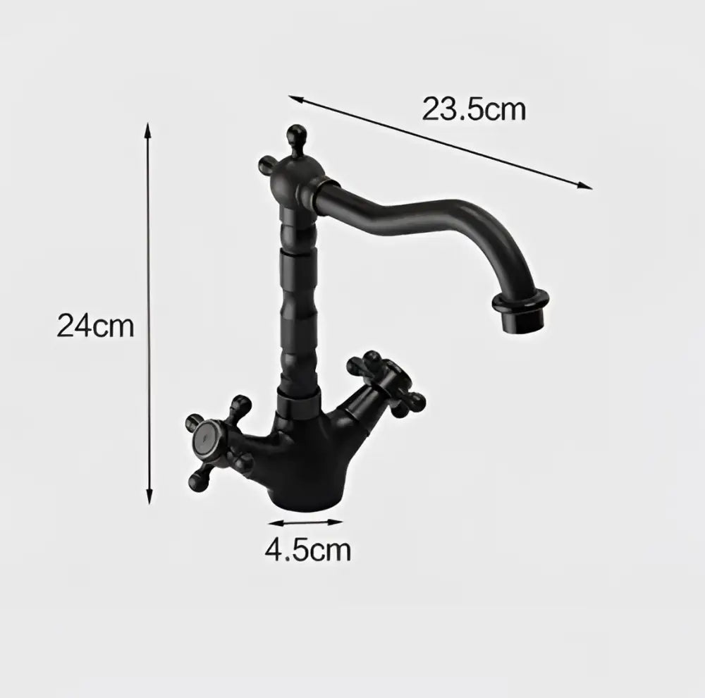 Ornate black bronze swan basin faucet dual cross handle bathroom mixer