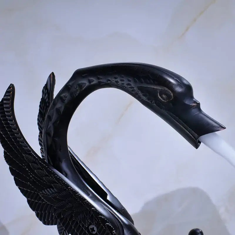 Ornate black bronze swan basin faucet dual cross handle bathroom mixer
