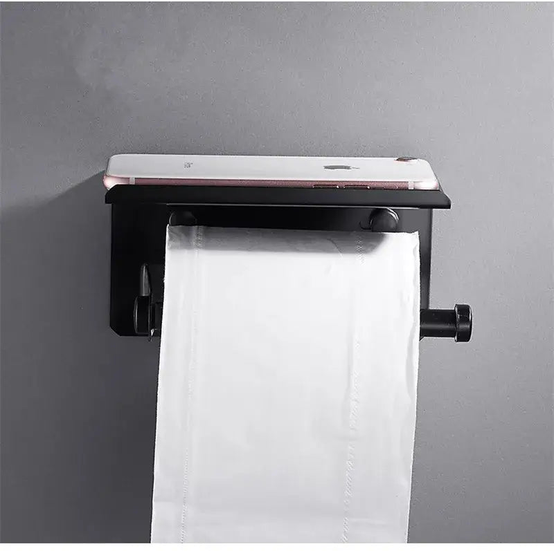 Ornate black carved aluminum toilet paper holder bathroom rack
