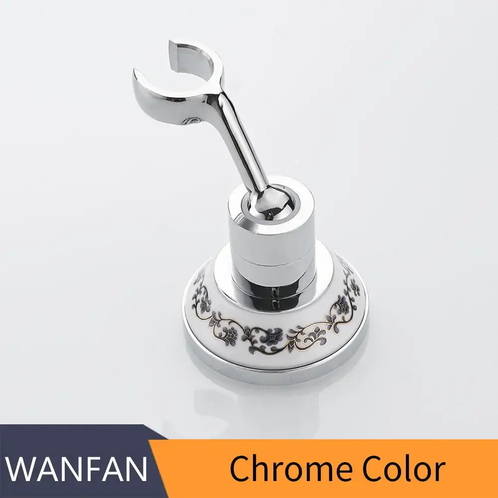 Ornate black & white ceramic handheld shower mount – bathroom accessory
