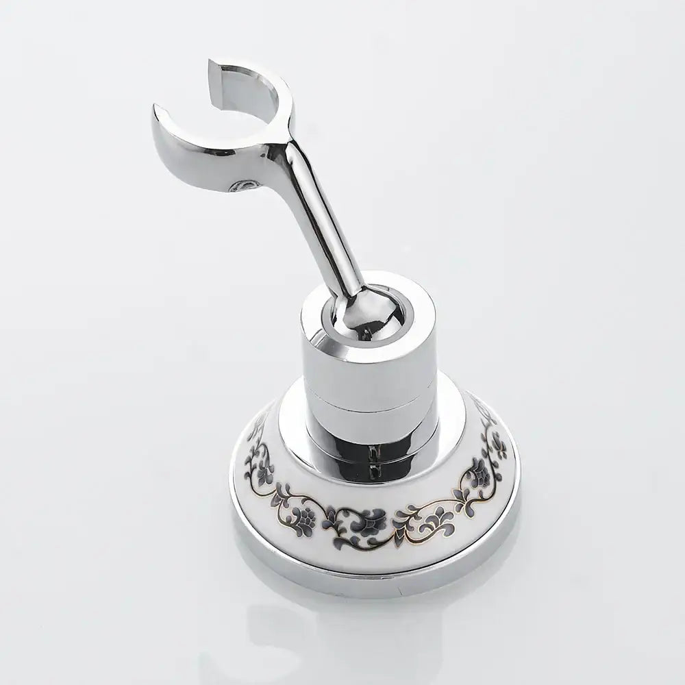 Ornate black & white ceramic handheld shower mount – bathroom accessory