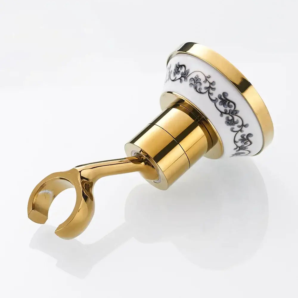 Ornate black & white ceramic handheld shower mount – bathroom accessory