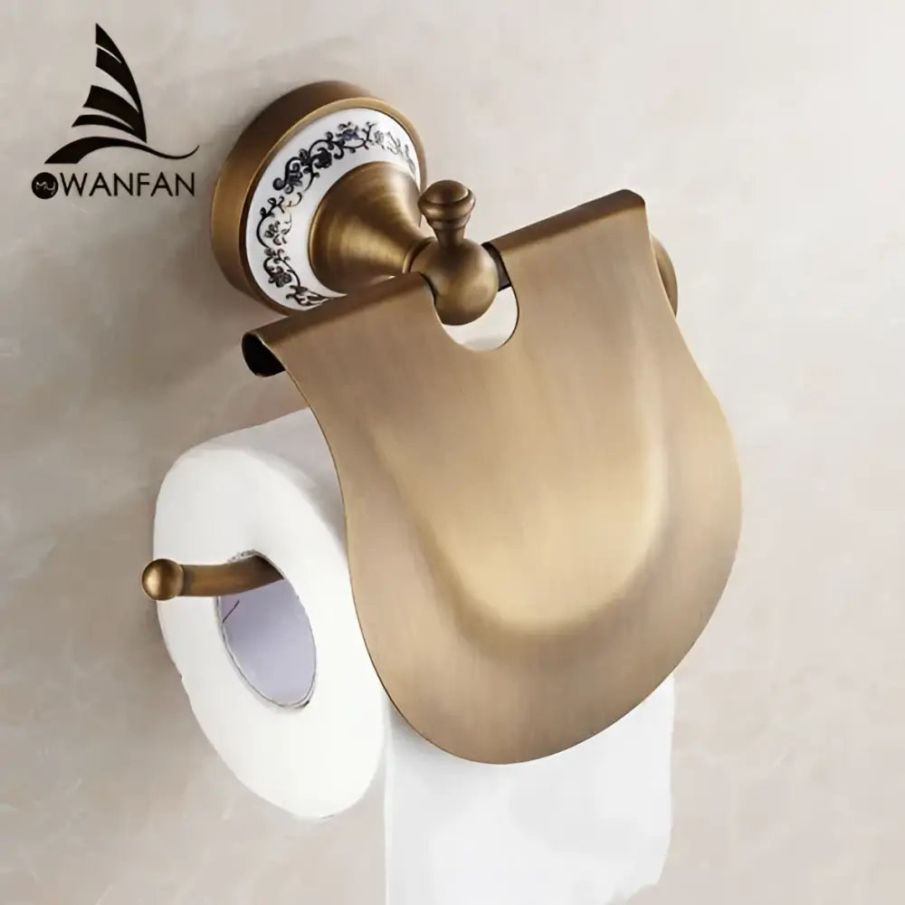 Ornate brass and white ceramic bath hardware set bathroom accessories