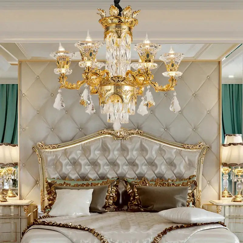 Ornate gold decorbites crystal chandelier for living room luxury