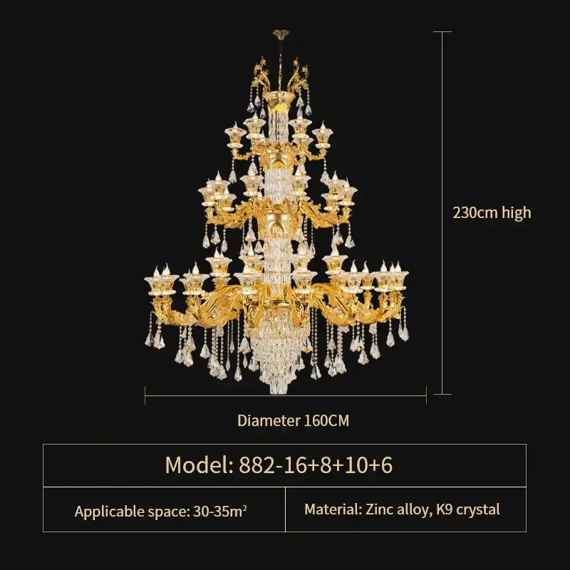 Ornate gold decorbites crystal chandelier for living room luxury