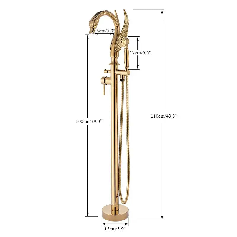 Ornate gold dragon freestanding bathtub faucet bathroom handshower