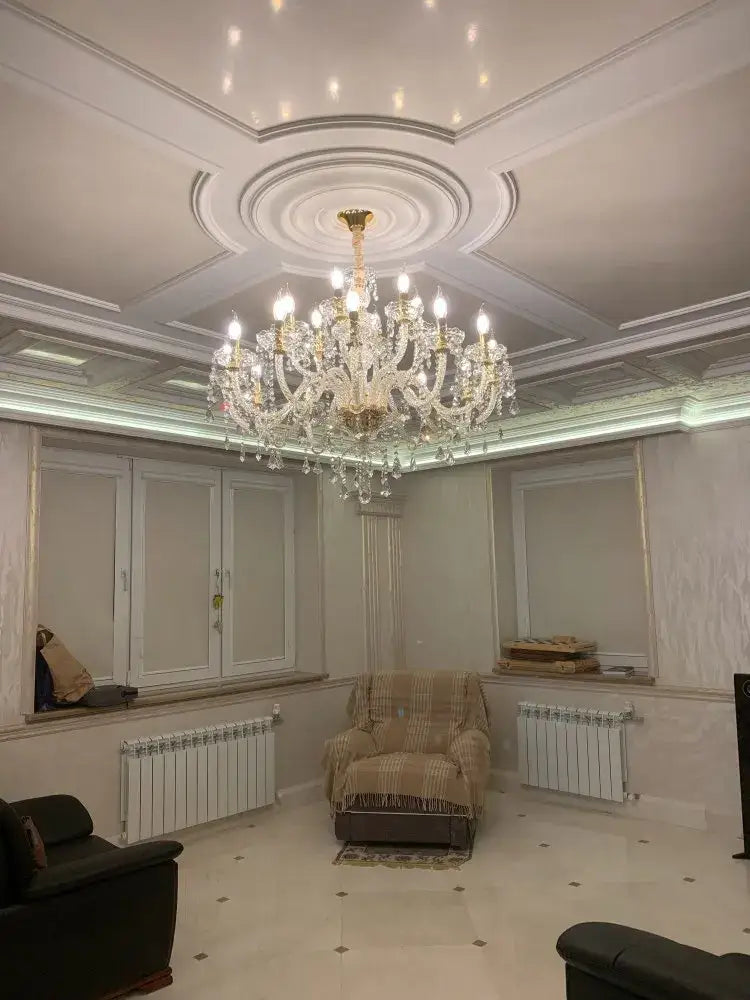 Ornate gold & silver decorbites crystal led chandelier living room light