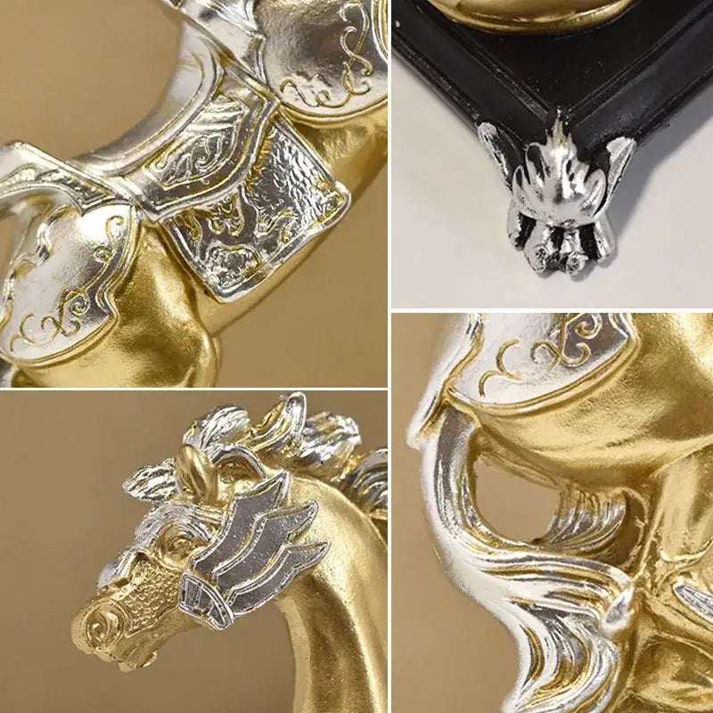 Ornate gold & silver decorbites golden horse sculpture living room