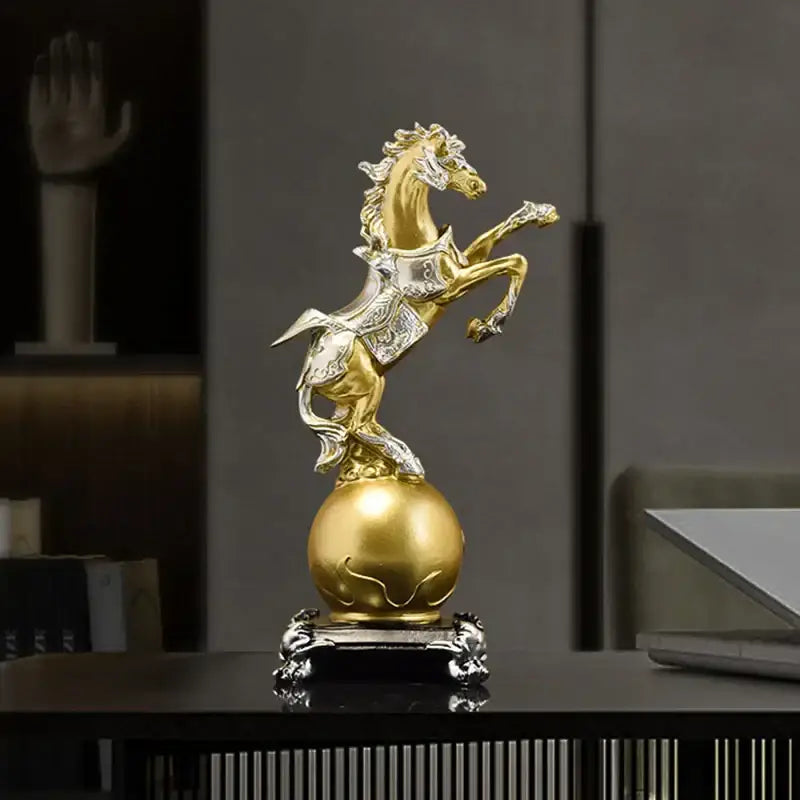 Ornate gold & silver decorbites golden horse sculpture living room