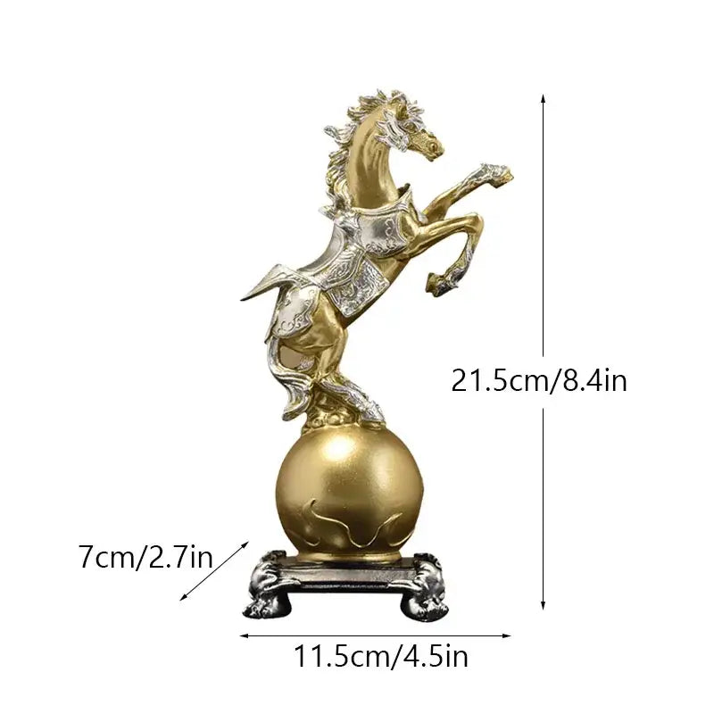 Ornate gold & silver decorbites golden horse sculpture living room