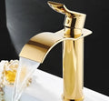 Ornate gold waterfall bathroom faucet floral basin mixer tap