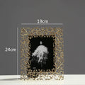 Ornate golden leaves metal photo frame living room decor
