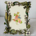 Ornate green & white frog metal photo frame living room decor