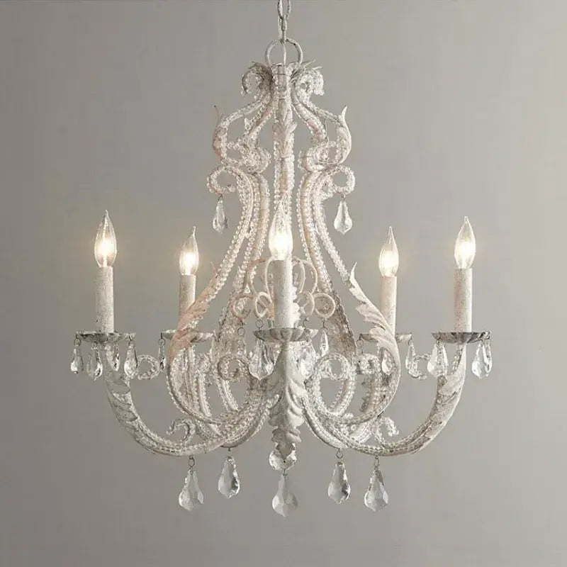 Ornate white decorbites iron crystal chandelier for living room