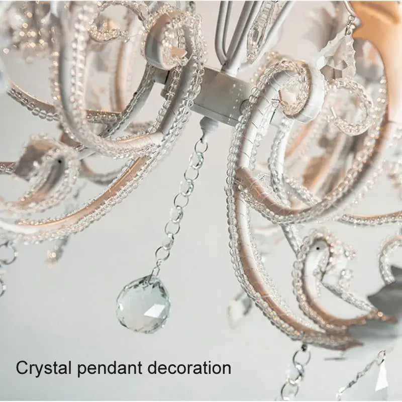 Ornate white decorbites iron crystal chandelier for living room
