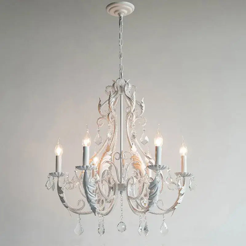 Ornate white decorbites iron crystal chandelier for living room
