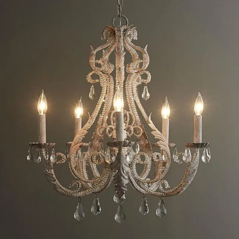 Ornate white decorbites iron crystal chandelier for living room