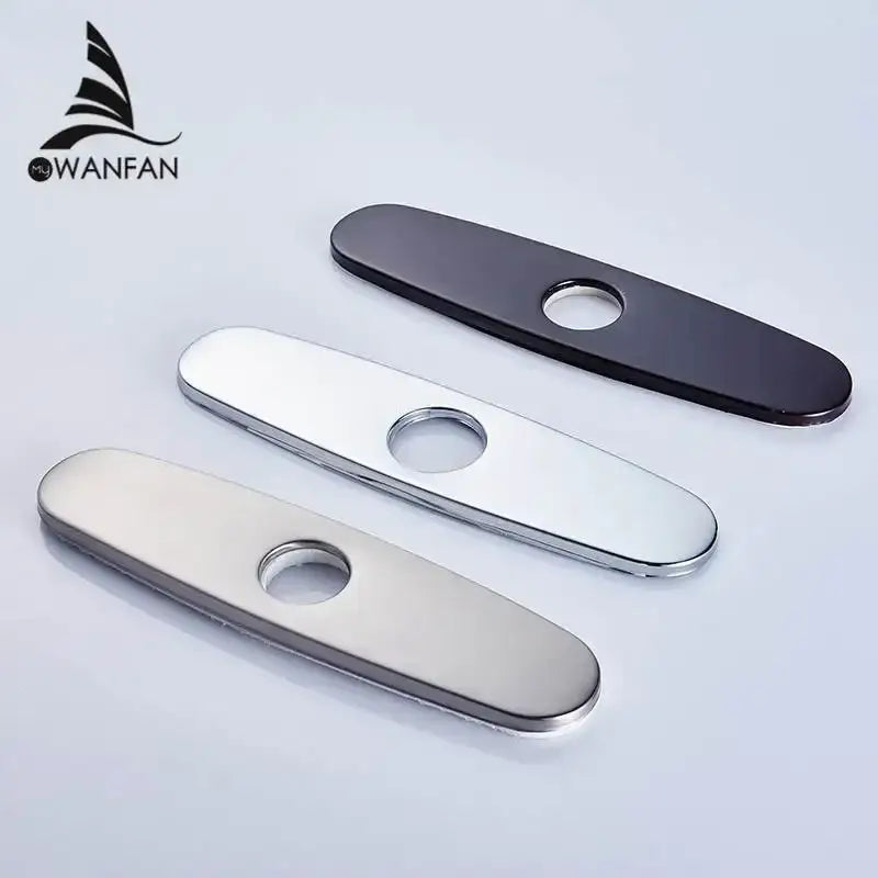 Oval black & chrome decorbites deck plate kitchen faucet escutcheon
