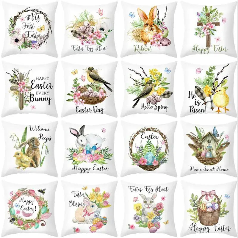 Pastel easter egg bunny pillow cover living room spring decor