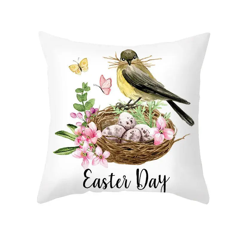 Pastel easter egg bunny pillow cover living room spring decor