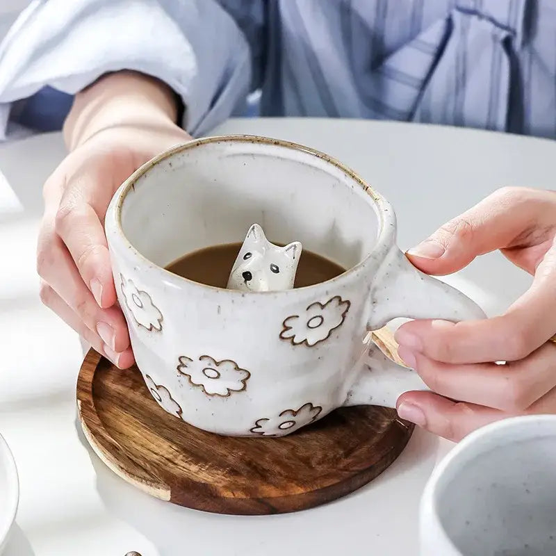 Pastel floral and celestial cartoon animal coffee mugs kitchen set