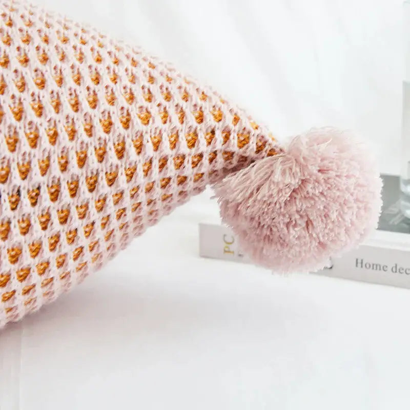 Pastel knit pompom ball cushion cover bedroom decor
